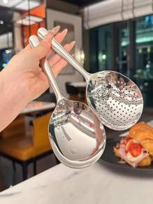 1/2/4/5 Stück große Edelstahl Servierlöffel, große Buffettlöffel, Party/Bankett/Buffett Löffel, spülmaschinenfest, silberne Küchenutensilien, praktisches Haushaltsgeschirr