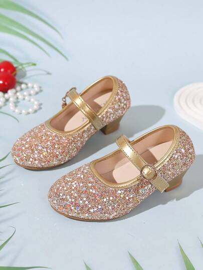 Barnens julklapp, höst/vinter ny serie: Skolor för barn till skolstart, skolskor för campusbröllop, dansföreställning och fest med strasshängen och prinsessskor, söt stil, vacker rosettdekoration, bekväma klackskor, dansskor, flickskor