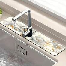 1pc Flower Sink Faucet Suction Pad, Drainage Pad, Kitchen And Bathroom Sink, Countertop Drainage Pad, Diatomaceous Earth Washbasin, Cutting Quick Drying Pad