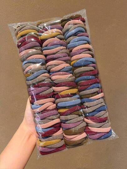 50/100 件女孩无缝弹性发带，简单且多功能的发饰