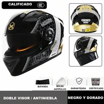 Casco Motocicleta, Casco de proteccion,Cascos para Motos Certificados Dot, Cascos de Moto con Visor ANTIVAHO,Cascos Motocross Mujer Hombre Motos Accesorios (L)