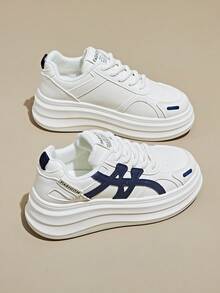 Women's New Fashionable Thick Sole Casual Sneakers, Versatile, Ins Style, Anti-Slip, Durable