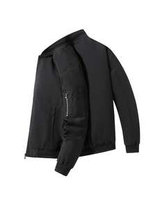 Stand Up Collar Jacket Men's Spring And Autumn New Simple Baseball Collar Jacket Men's Fashion Men's Top - Black - View 3