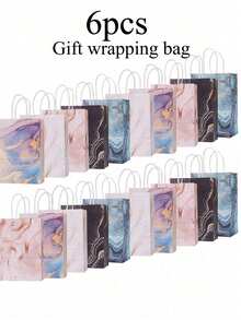 4/10/16/20 件带手柄的牛皮纸礼品袋，包括大理石图案，适用于婚礼、洗礼、新娘送礼会、生日、商务购物、派对礼品、毕业季 - 彩色纸袋礼物，适合情人节、感恩节、新年、圣诞节和其他节日主题 - 多色 - 查看 14