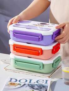 1 件套午餐盒、便当盒、带餐具的午餐盒、方形分区微波炉便当盒、便携式多功能野餐盒、午餐盒、沙拉盒、开学季 - 彩色 - 查看 3