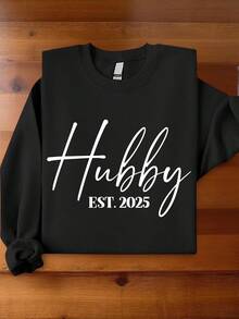 1 PC Wifey Hubby Est 2025 Sweatshirt, Newlyweds Crewneck, Couple Matching Long Sleeve Sweater, Honeymooning Sweatshirt, Gift For Couple TT3921 - Ông chồng da đen - Xem 2