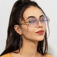 Unisex Fashion Frameless Metal Glasses, Suitable For Daily Wear, Perfect Gift For Mother's Day, Father's Day, And Family Gatherings, Ideal For Y2K Style - Đen - Xem 10