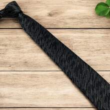Luxury Men's Skinny Tie Polyester Silk Solid Color Polka Dots Slim Jacquard Groomsmen Tie - 淺灰色 - 查看 4