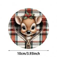 1set/4pcs/6pcs/300pcs Christmas Deer With Holly Berries Plaid Pattern Diatom Mud Coasters, Coffee Coasters, Home And Restaurant Multi-Occasion Decorations, Daily Gifts, Table Decorations, Daily Decorations, Theme Party Decorations