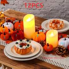 12/8 pluszowych dekoracji dyniowych 6-8 cm, losowo kolorowe sztuczne modele dyni na Święto Dziękczynienia i sesję zdjęciową na Halloween