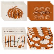 4 Stücke Thanksgiving Kürbis Hitze Isolierung Tischsets, beige Vase Untersetzer, Kaffeetassen Matten, waschbar, leicht zu reinigen, abwischbar, rutschfest, hitzebeständig, geeignet für Raumdekoration, Esszimmerdekoration, Heimdekoration, Partydekoration, geeignet für Feiertage, Partys, Zusammenkünfte, Geburtstage, Hochzeiten, Geschenke, Abendessen, Outdoor, Picknicks.