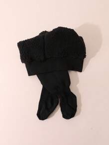 1 pieza Mallas térmicas forradas de felpa gruesa para niños, leggings resistentes y versátiles para uso en invierno por debajo de 5°C