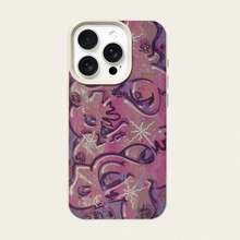 1个TPU材质涂鸦艺术紫色字母全屏图案手机壳，兼容苹果/