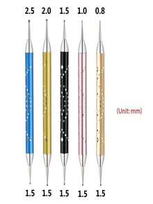 Juego de 5 piezas de bolígrafo de perforación con punta de varilla metálica para arte de uñas, bolígrafo de gancho de punto y flor de doble cabeza, bolígrafo de aguja de punto y flor, herramientas de arte de uñas, suministros de arte de uñas, accesorios de arte de uñas