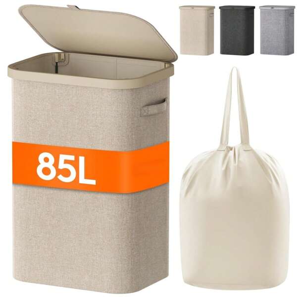 سلة غسيل فاخرة قائمة بذاتها بحقيبة غسيل قابلة للإزالة، سلة غسيل مستطيلة قابلة للطي (مع مقابض بلاستيكية وبطانة غسيل قابلة للإزالة)، سلة ملابس قذرة كبيرة السعة مع غطاء قابل للقلب، سلة تخزين ملابس وألعاب منزلية - 85 لتر/22.45 جالون، مقابض جانبية، حقيبة غسيل قابلة للإزالة، قماش عالي الجودة - مناسب لغرفة النوم والحمام وغرفة الغسيل والصالة المعيشية والسكن الجامعي وغيرها من السيناريوهات المنزلية اليوم الوطني السعودي,اليوم الوطني,توزيعات اليوم الوطني السعودي شنطه,شنطه مدرسه,شنط مدرسيه للبنات منظمات,منظمات التسريحه,منظم اليوم الوطني السعودي,اليوم الوطني,هداياتخزين الملابس منظمي التخزين
