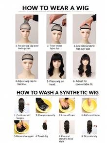 Heat Resistant Chemical Fiber Wigs Daily Wear Women Wigs Sweet Cute Wigs Prom Party Wigs Natural Hair - 黑色 - 查看 7