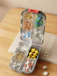1pc Portable Pill Case, Dual Layer Small Medicine Box Organizer, 10 Compartment Transparent Sealed Pill Container, Moisture-Proof Vitamin Organizer, Reusable Pill Box For Men & Women, Suitable For Medication, Vitamins, Supplements, Travel, Office, School - Multicolor - View 3
