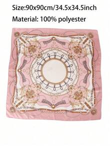 1pc Women's Light Pink Printed Satin Square Scarf, Fashionable Outdoor Headband Or Hair Scarf Suitable For Spring/Summer Season Bandana,Hair Band,Head Band Ideal For Dressing Up Your Look Winter Fall  Paisley    Boho    Polyester - 粉色 - 查看 6