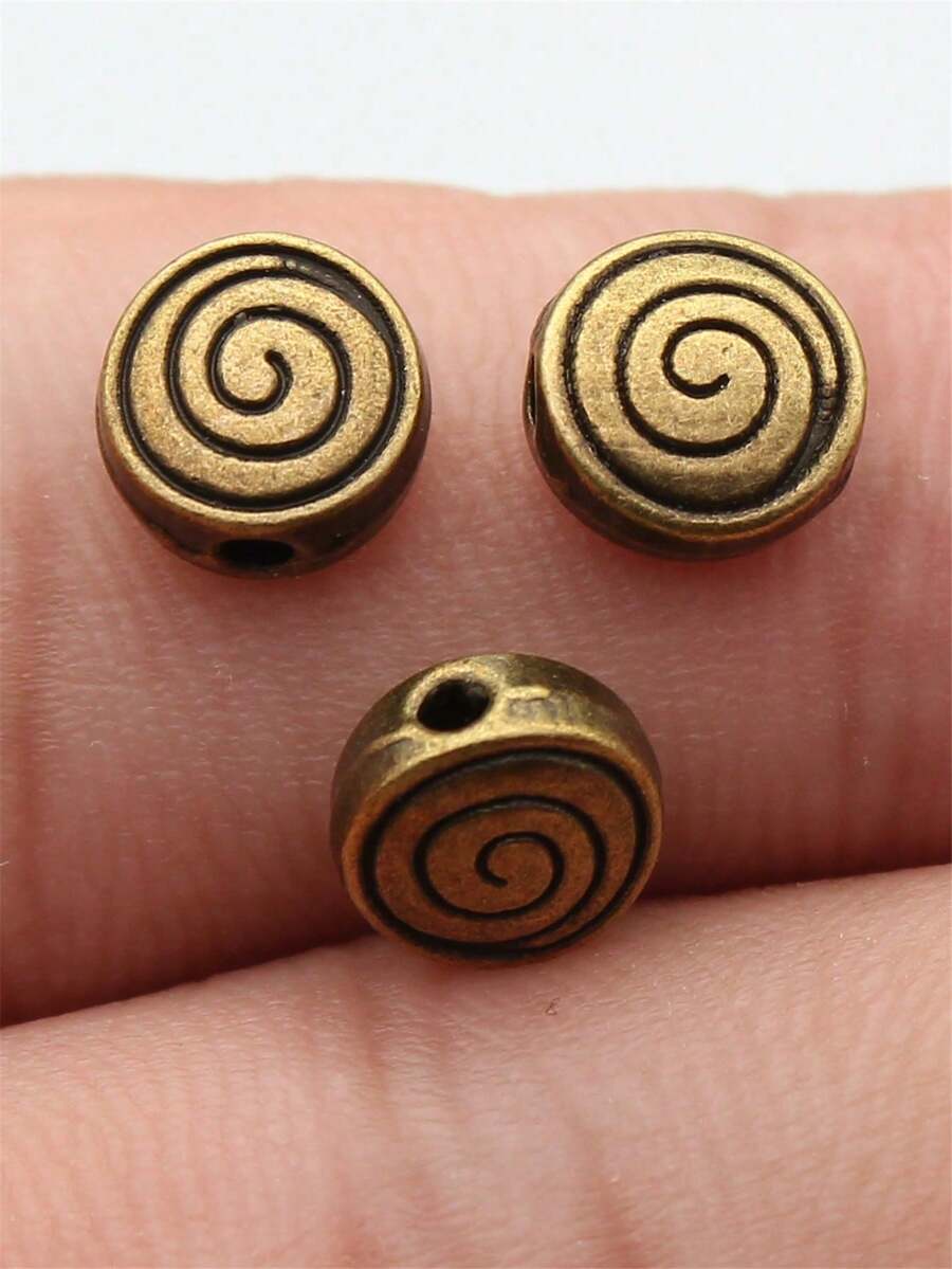 20pcs Swirl Perforated Beads For DIY Jewelry Making Accessories - Bronze - View 1