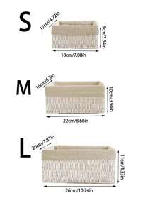 3pcs/1pc Handmade Woven Storage Basket, Desk Organizer Tray For Cosmetics, Keys, Snacks, Home Decor, Living Room, Bedroom, Office, Suitable For Halloween, Christmas Gifts