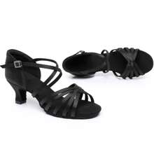 5cm & 7 Inch High Heel Women's Brown Dance Shoes, Soft, Lightweight, Comfortable, Professional Latin Dance Shoes, Satin Material, Suitable For Ballroom, Party, Wedding, Jazz, Rumba, Tango, Salsa Practice, Performance And Indoor Sandals - Black - View 6
