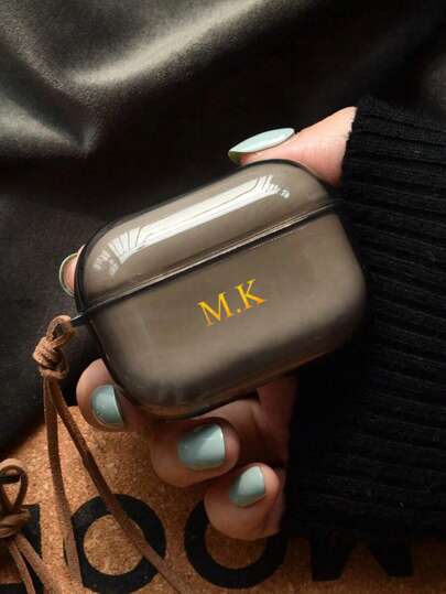 Personalized Minimalist Morandi Color Earphone Case In Olive Green, Black, Blue And Grey, Translucent With Leather Strap, Creative Design Compatible With Apple Case, Great Gift For Valentine's Day, Birthday, Holidays, Women,2025phonecase