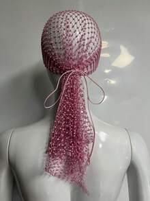 1pc 65 Cm Sparkly Rhinestone Decor Women School Hats Headscarf Rave Nightclub Caps