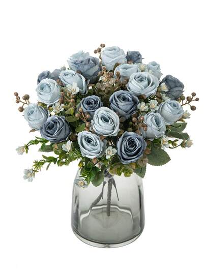 1/3PCS人造花玫瑰花束，绣花球，牡丹混合花，新娘手捧花，婚礼装饰，DIY花环材料，生日派对装饰材料，家居餐厅，客厅，花瓶，户外花园，秋季装饰，情人节，新年礼物