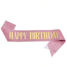 1Pc,'Happy Birthday' Sash Ribbon For Women And Men,Happy Birthday Sash Hot Pink White Rose Gold Black With Iridescent Foil Sash For 16th 18th 21st 30th 40th 50th 60th 70th 80th 90th Birthday Sash Gift Or Any Bday Party Birthday Party, For Any Age