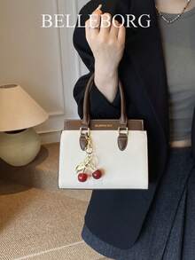 BELLEBORG Printed Women's Handbag & Shoulder Bag, Minimalist & Practical, Multi-Function With Pendant - White - View 5