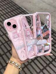 DIY 树脂贴纸插画透明手机壳适用于 11、12、13、14、15、16、Pro Max、Dopamine 二合一手机壳