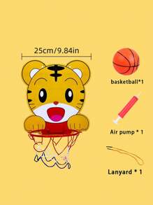 1套儿童卡通动物篮球套装，运动篮球玩具，包含迷你篮球和壁挂式气泵。这是一款室内外运动玩具，适合3岁以上男孩和女孩的互动球类玩具，可折叠篮球架，适合室内外运动投篮。