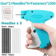1pc Fine Stitch Gun Stitchy Quick Clothing Fixer For Clothes,Micro Tagging Gun For Clothing With 6 Fine Needles & 1000 Pcs Fasteners,Mini Speedy Sticky Sewing Hemming Tool