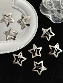 10/20/30/40/50/100pcs European & American Popular Five-Pointed Star BB Hair Clips, Cute & Bangs Clips, Star Hair Accessories Side Clips, Hair Clips Claw