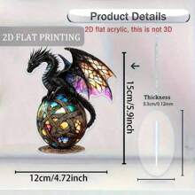 2D Planar - [2D Planar] 1 件哥特式幻想彩色龙亚克力装饰，7.5 英寸 X 5.9 英寸复古风格办公桌装饰，带有复杂的凯尔特结设计，无需电源，包括底座 - 适用于家庭和办公室装饰，办公室装饰 | 复古风格装饰 | 精细工艺，龙装饰