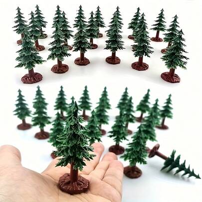 10pcs Miniature Realistic Plastic Christmas Trees, Tabletop Christmas Scene Decor, Handmade Micro Mini Christmas Trees, Landscape Models, Cake Toppers, Christmas Decorations, Lifelike Plastic Ornaments For DIY Holiday Decor, Desktop & Window Display, No Electricity Required, 6 Styles Available, Perfect For Christmas Ambiance, Outdoor Tree Decorations