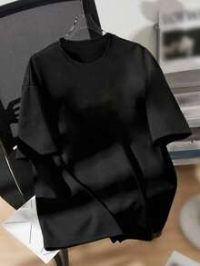 Boys' Cotton T-Shirt, Casual Printed Round Neck Short Sleeved T-Shirt, Student School Children's Clothing, Teenage Student Children's Clothing, Prepare Comfortable T-Shirts For Boys - 黑色 - 查看 3