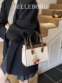 BELLEBORG Printed Women's Handbag & Shoulder Bag, Minimalist & Practical, Multi-Function With Pendant - White - View 7