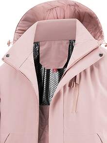 1pc Women's Outdoor Hiking Cycling Camping Graphene Heated Windproof Waterproof Anti-Fouling Warm Jacket, Autumn/Winter,Fleece - Baby Pink - View 3