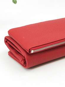 MINGYOU 女士超柔软红色 PU 钱包 动物与树皮纹理 大容量 多功能手机钱包 精致扣环 多卡位 手拿包 拉链硬币和证件夹 柔软轻便 适合聚会 约会 节日 女士礼物 钱包 钱夹 长款钱包 - 紅色 - 查看 4