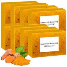 Lemon Turmeric Kojic Soap,Natural Handmade Soap,Turmeric Soaps Bar Face And Body, Smooth Skin Tumeric Soapes,Deep Cleansing Soaps Men & Women (2 PCS)