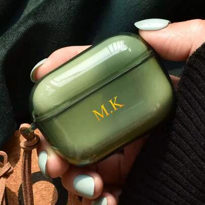 Estojo para fones de ouvido Morandi personalizado e minimalista nas cores verde-oliva, preto, azul e cinza, translúcido com alça de couro, design criativo compatível com capas da Apple, ótimo presente para o Dia dos Namorados, aniversários, feriados e para mulheres.