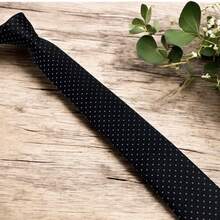 Gravata fina masculina de luxo, poliéster, seda, cor sólida, bolinhas, jacquard fino, gravata para padrinhos - Roxo - Visão 3