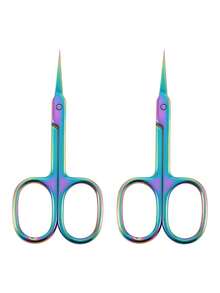 4pcs/3pcs/2pcs/1pc Professional Stainless Steel Curved Tip Precision Scissors, Multi-Functional Beauty Scissors For Trimming Facial Hair, Eyebrows, Eyelashes, Beard, Nose Hair, Ear Hair, Suitable For Men And Women,Makeup,Cheap,Room Decor,Vanity,Travel,Bedroom,Makeup Accessories