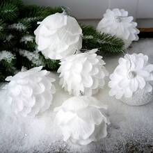 3pcs Christmas White Petal Ornament Balls, Christmas Atmosphere Decor, Foam Decorations For Christmas Tree - أبيض - مشاهدة 2
