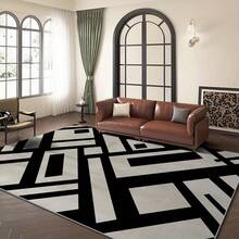 Velvet 850g/M² Velvet Retro Floral Indoor Floor Simple Light Luxury Carpet Makes Living Room Bedroom Full Of Fashion Velvet Fabric Bohemian Style Blue Base And Luxurious Gold Floral Frame Pattern Printed Carpet, With Anti-Slip Washing Backing, Stain-Resistant Durable Soft Large Area Carpet For Bedroom Living Room, Indoor And Outdoor Decorative Carpet - 彩色 - 查看 5