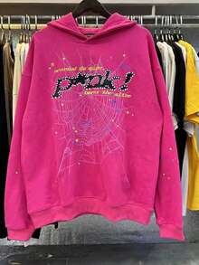 NEW Hip Hop Spider Hoodies Set Y2k Hoodie ,Tracksuit Pullover Sweatshirt And Trousers For Men Or Women Matching Hoodies For Couples Casual Unisex - Pink hoodie - 查看 1