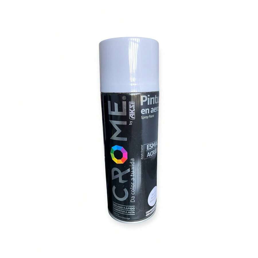 Pintura en aerosol. Esmalte acrílico. Secado rápido alto poder cubriente. Spray. Lata pintura 400 ml. Colores: Blanco, Negro, Azul oscuro, Azul, dorado, Amarillo Fluorescente, Rojo primario. - Blanco - Ver 1