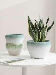 Chậu hoa gốm có khay, phong cách hiện đại tối giản cho cây xanh - Nhiều màu - Xem 4