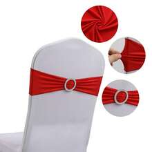 1-100pcs Elastic Chair Back Decorative Covers - Universal Elastic Chair Sashes With Glittery Buckle Sliders, Suitable For Decorating Chair Backs For Birthdays, Weddings, Parties, Events, Hotels - Multicolor - View 12